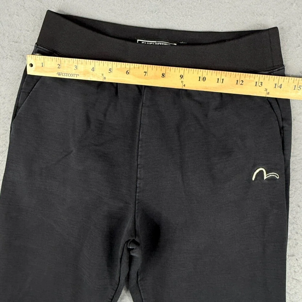 Evisu Kuro Sweatpants Adult Small 28x25 Black Joggers Drawstring Patch Logo